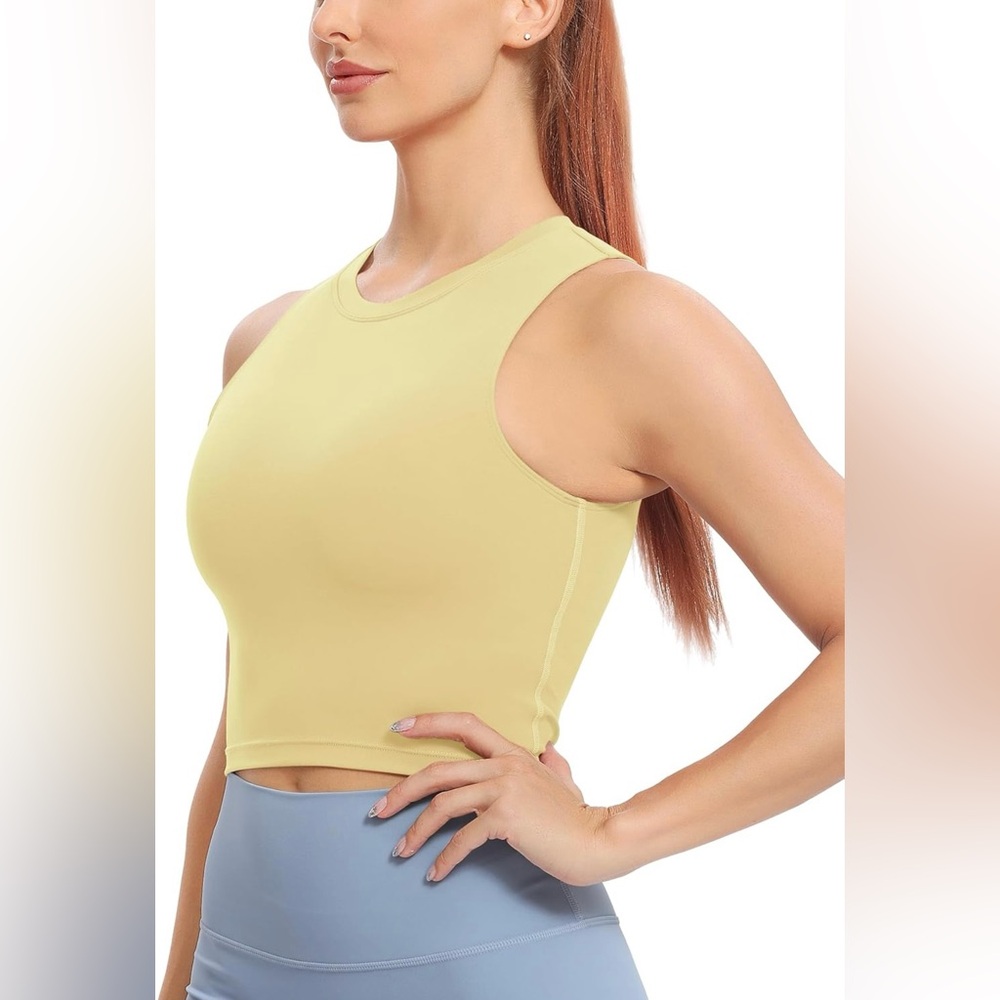 Natural Feelings Sports Bras for Women,Sleeveless Fitness Crop Tops, Yellow -NWT